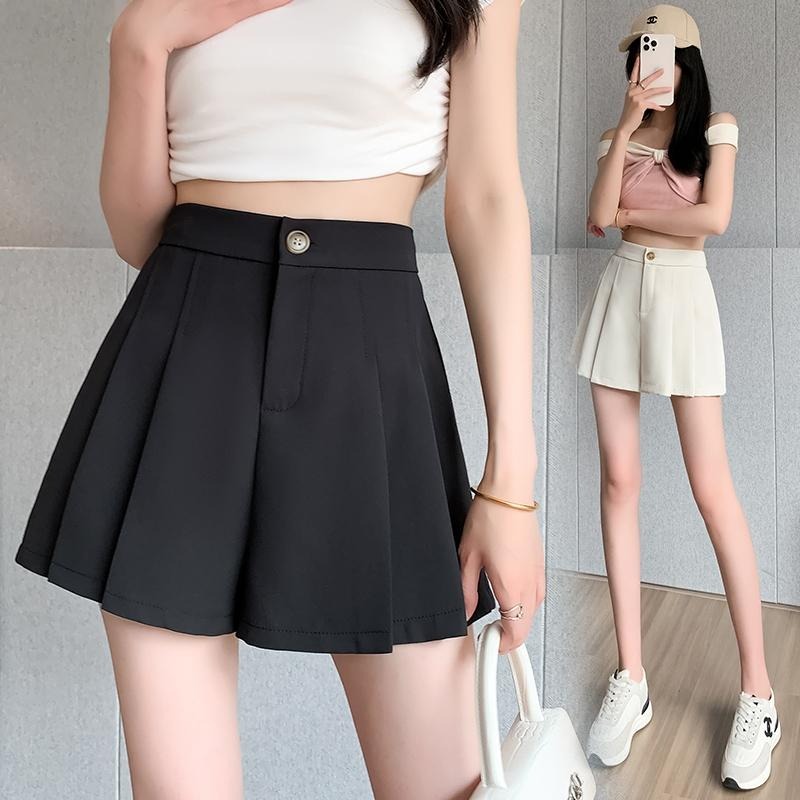 【RENA小舖 台灣現貨每天出】西裝短褲/寬鬆百褶短褲/西裝百褶/西裝A字短褲/高腰西裝短褲【R21985】-細節圖4