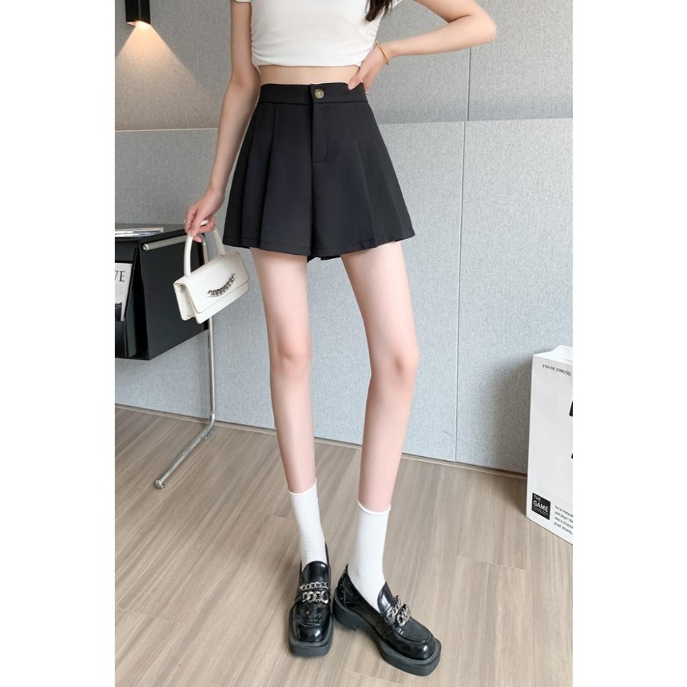 【RENA小舖 台灣現貨每天出】西裝短褲/寬鬆百褶短褲/西裝百褶/西裝A字短褲/高腰西裝短褲【R21985】-細節圖8