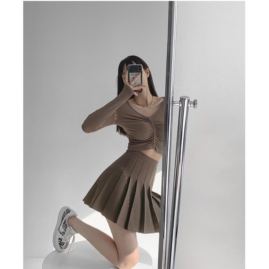 【RENA小舖 台灣現貨每天出】百褶裙/高腰防走光/高腰短裙/半身裙/短裙/學院風/四季百搭【R21943】-細節圖6