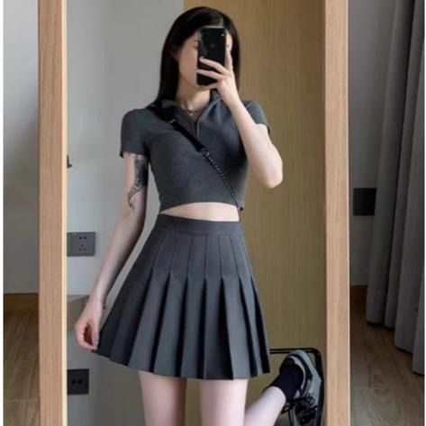 【RENA小舖 台灣現貨每天出】百褶裙/高腰防走光/高腰短裙/半身裙/短裙/學院風/四季百搭【R21943】-細節圖7