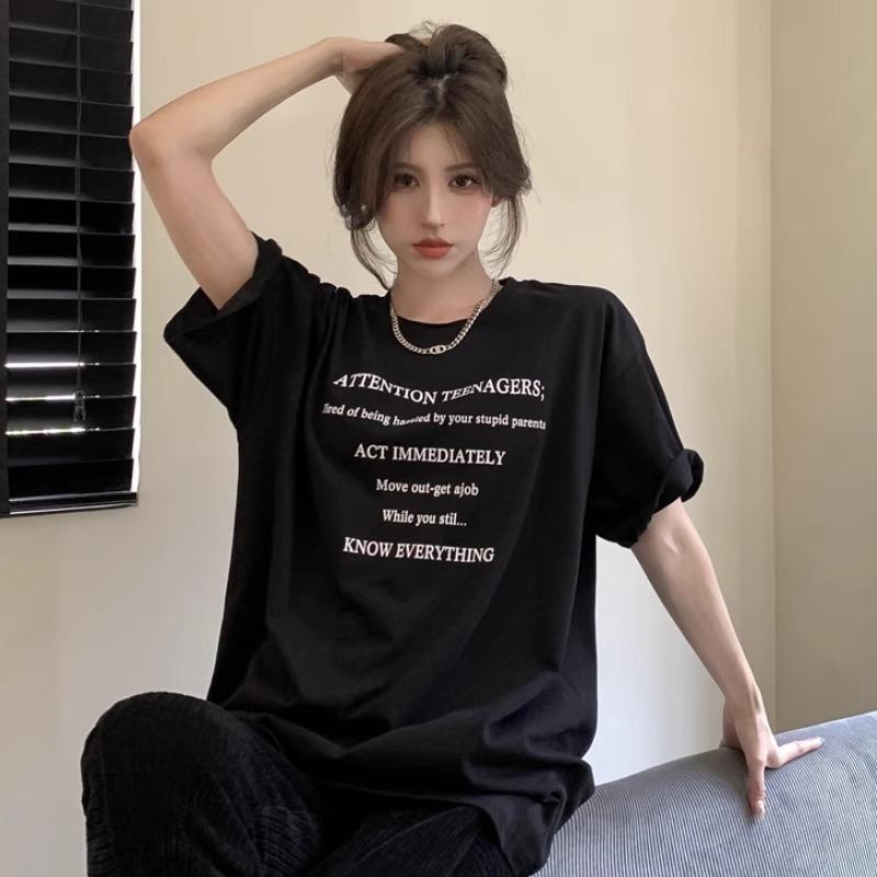 【RENA小舖 台灣現貨每天出】港風短袖/oversize/寬鬆短袖/字母印花/休閒/學生/短袖上衣【R22015】-細節圖4