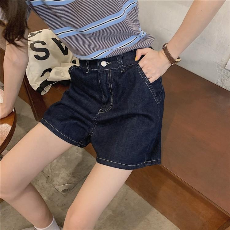 【RENA小舖 台灣現貨每天出】韓妹工裝💜｜明線設計牛仔短褲_顯瘦/高腰/百搭/短褲/牛仔褲【R18249】-細節圖5