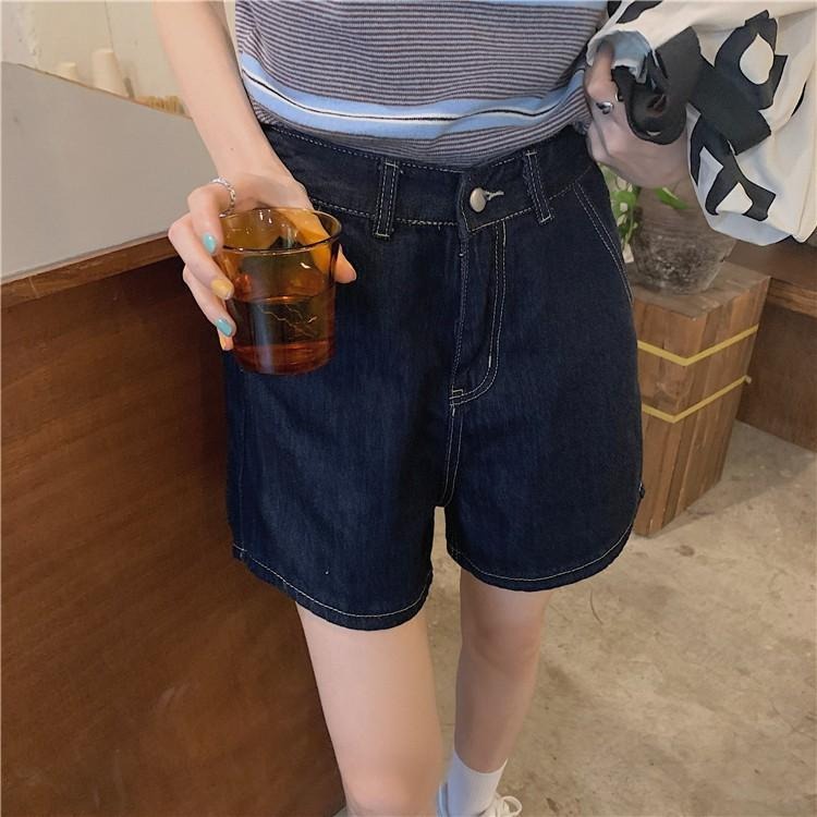 【RENA小舖 台灣現貨每天出】韓妹工裝💜｜明線設計牛仔短褲_顯瘦/高腰/百搭/短褲/牛仔褲【R18249】-細節圖6