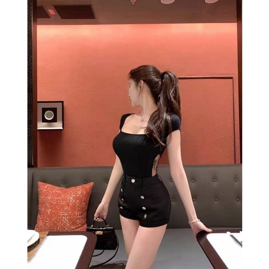 【RENA小舖 台灣現貨每天出】鏤空蕾絲純棉上衣/性感美背短袖上衣/修身顯瘦純棉上衣/自帶胸墊上衣【R21989】-細節圖6