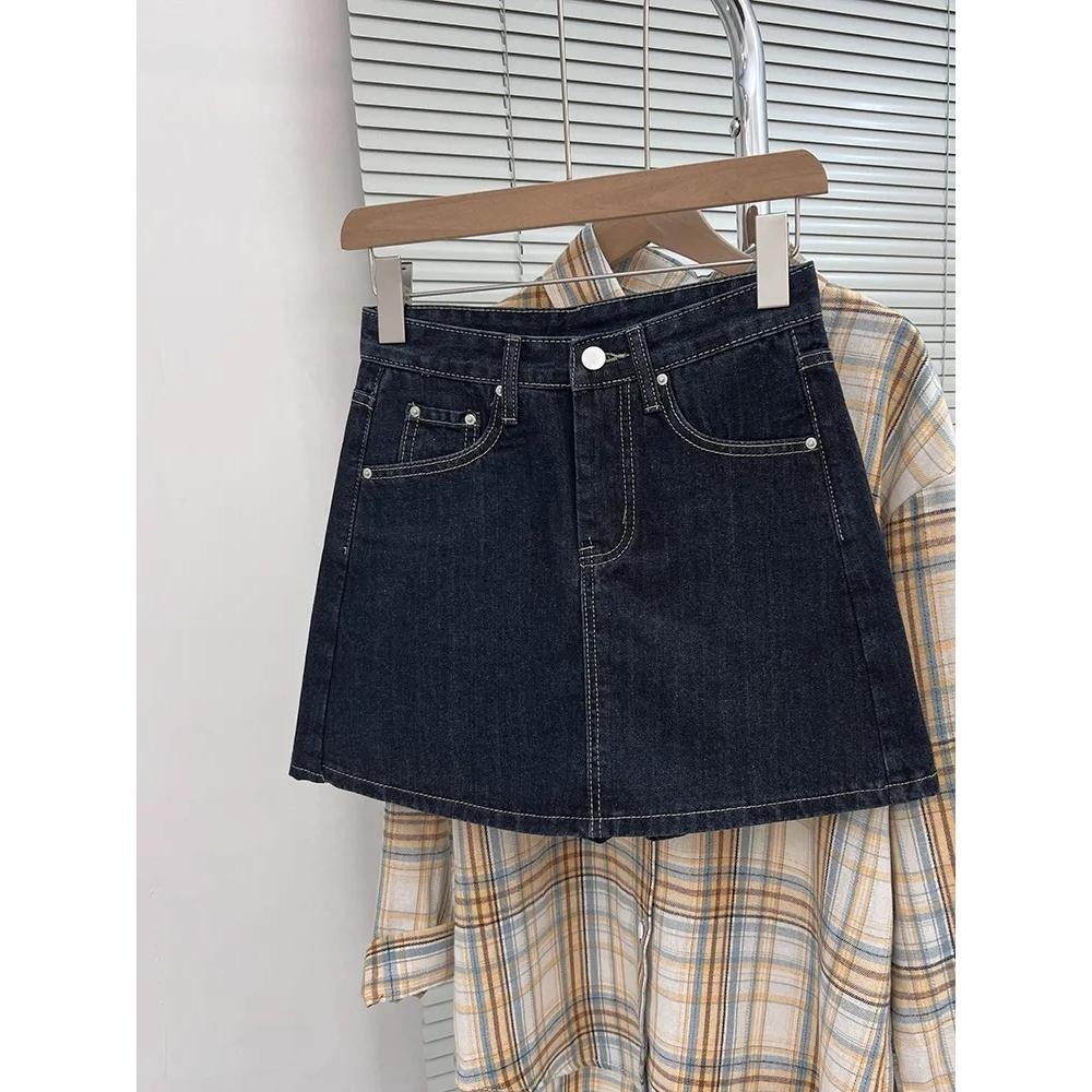 【RENA小舖 台灣現貨每天出】高腰牛仔半身褲裙/顯瘦/女裝/百搭/休閒/短裙/牛仔裙/A字裙/辣妹【R21816】-細節圖7