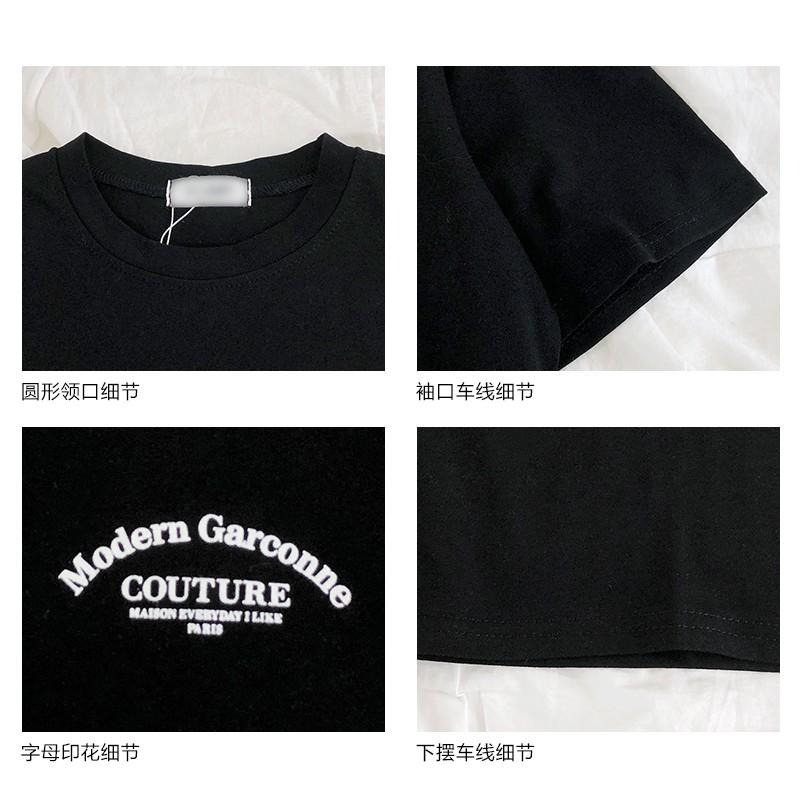 【RENA小舖 台灣現貨每天出】單色簡約♠️｜韓風字母印花T_簡約/夏季/圓領/顯瘦/T恤/上衣/短袖【R15449】-細節圖2