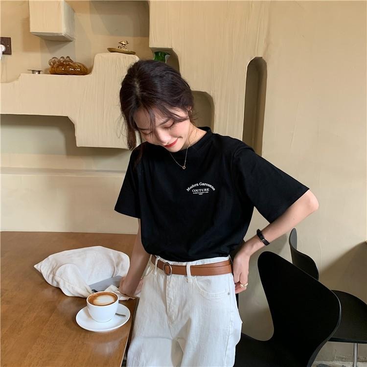 【RENA小舖 台灣現貨每天出】單色簡約♠️｜韓風字母印花T_簡約/夏季/圓領/顯瘦/T恤/上衣/短袖【R15449】-細節圖8