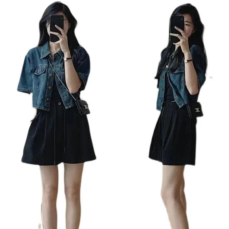 【RENA小舖 台灣現貨每天出】牛仔短袖襯衫 牛仔薄外套 短袖牛仔襯衫 牛仔外套 罩衫【R21721】-細節圖2