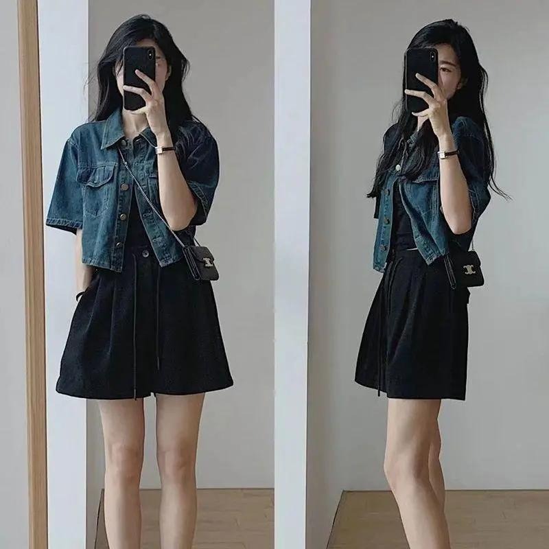 【RENA小舖 台灣現貨每天出】牛仔短袖襯衫 牛仔薄外套 短袖牛仔襯衫 牛仔外套 罩衫【R21721】-細節圖4