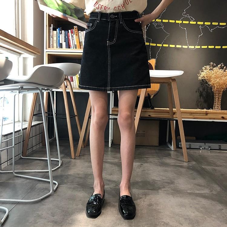 【RENA小舖 台灣現貨每天出】夏天就是要露腿🦵｜高腰牛仔半身裙_顯瘦/百搭/高腰/短裙/牛仔裙【R17631】-細節圖4