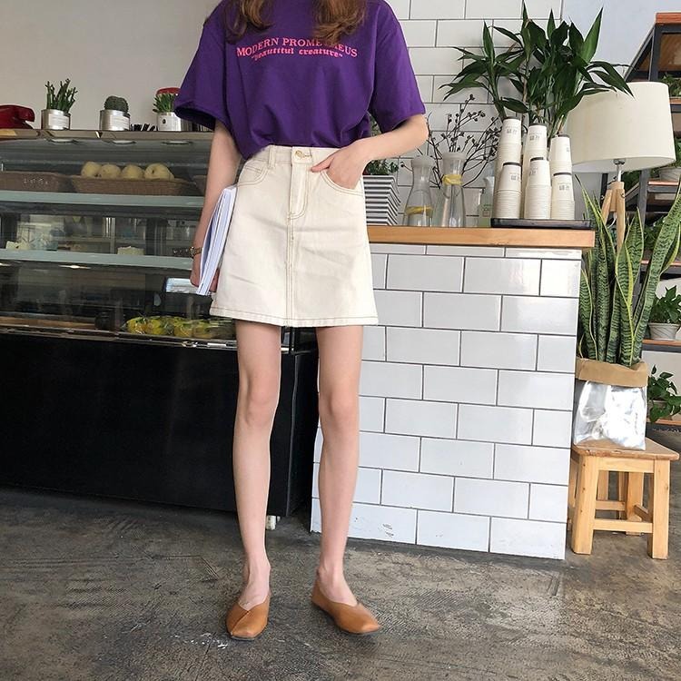 【RENA小舖 台灣現貨每天出】夏天就是要露腿🦵｜高腰牛仔半身裙_顯瘦/百搭/高腰/短裙/牛仔裙【R17631】-細節圖7