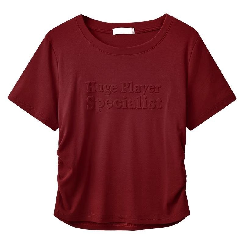 【RENA小舖 台灣現貨每天出】純棉短袖/立體發泡字母/字母圓領/短袖T恤/正肩短袖/女T恤/素色【R21944-細節圖2