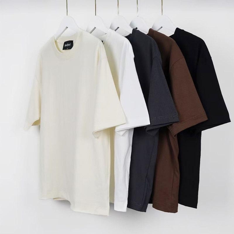 【RENA小舖 台灣現貨每天出】9oz厚磅T恤/素色純棉短袖/寬鬆短袖/五分袖/圓領落肩T恤/男女同款【R21928】-細節圖2