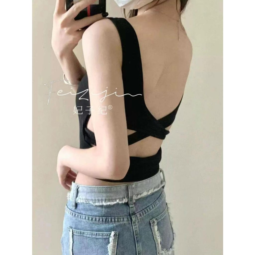 【RENA小舖 台灣現貨每天出】性感美背/挖空美背/吊帶背心/交叉吊帶/露背吊帶/小可愛/小背心【R21854】-細節圖3