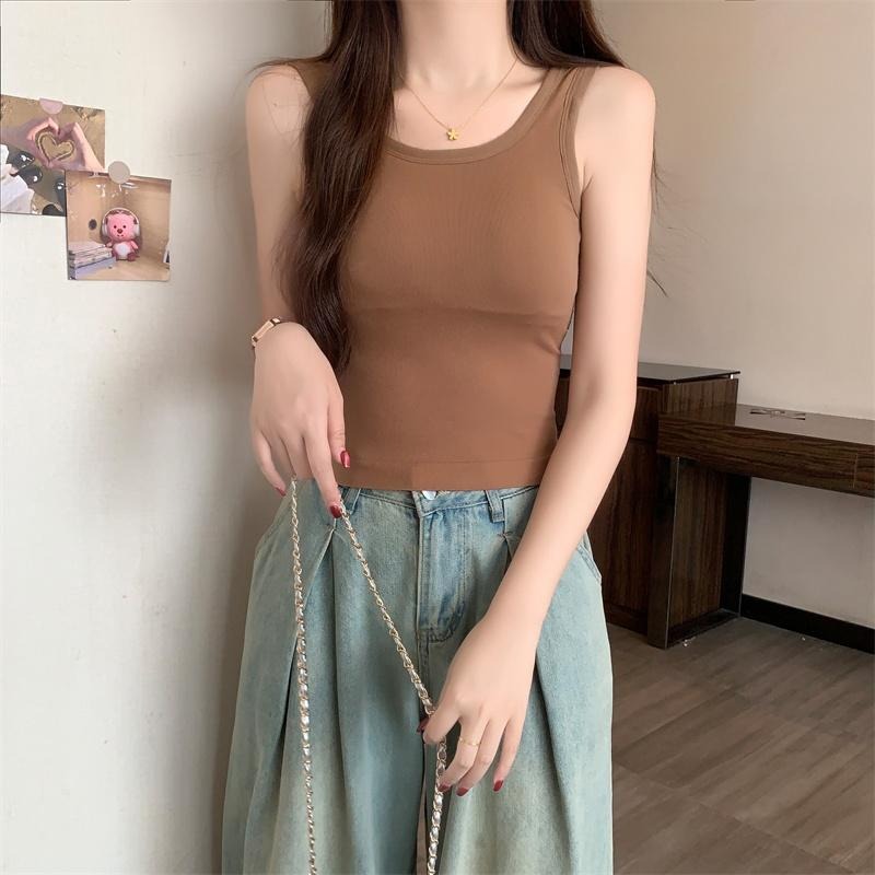 【RENA小舖 台灣現貨每天出】高彈性螺紋背心/Bra top/罩杯背心/小背心/Bra Top【R21837】-細節圖3