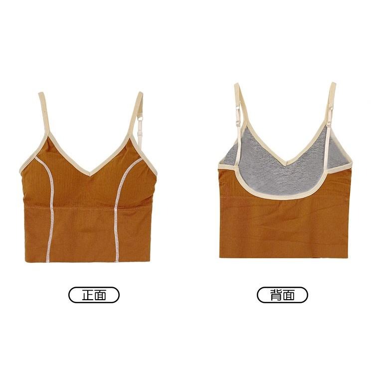 【RENA小舖 台灣現貨每天出】韓風簡約舒適運動美背V領修身顯瘦明線打底裹胸小吊帶背心【R19839】-細節圖3