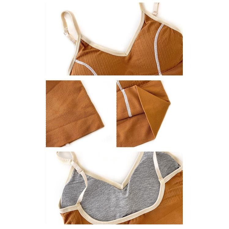 【RENA小舖 台灣現貨每天出】韓風簡約舒適運動美背V領修身顯瘦明線打底裹胸小吊帶背心【R19839】-細節圖4