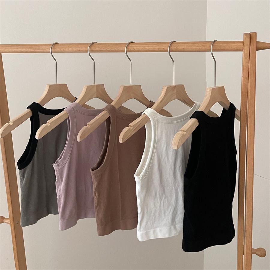 【RENA小舖 台灣現貨每天出】U領背心/棉紗螺旋小可愛/小背心/無袖背心/削肩背心【R21852】-細節圖3