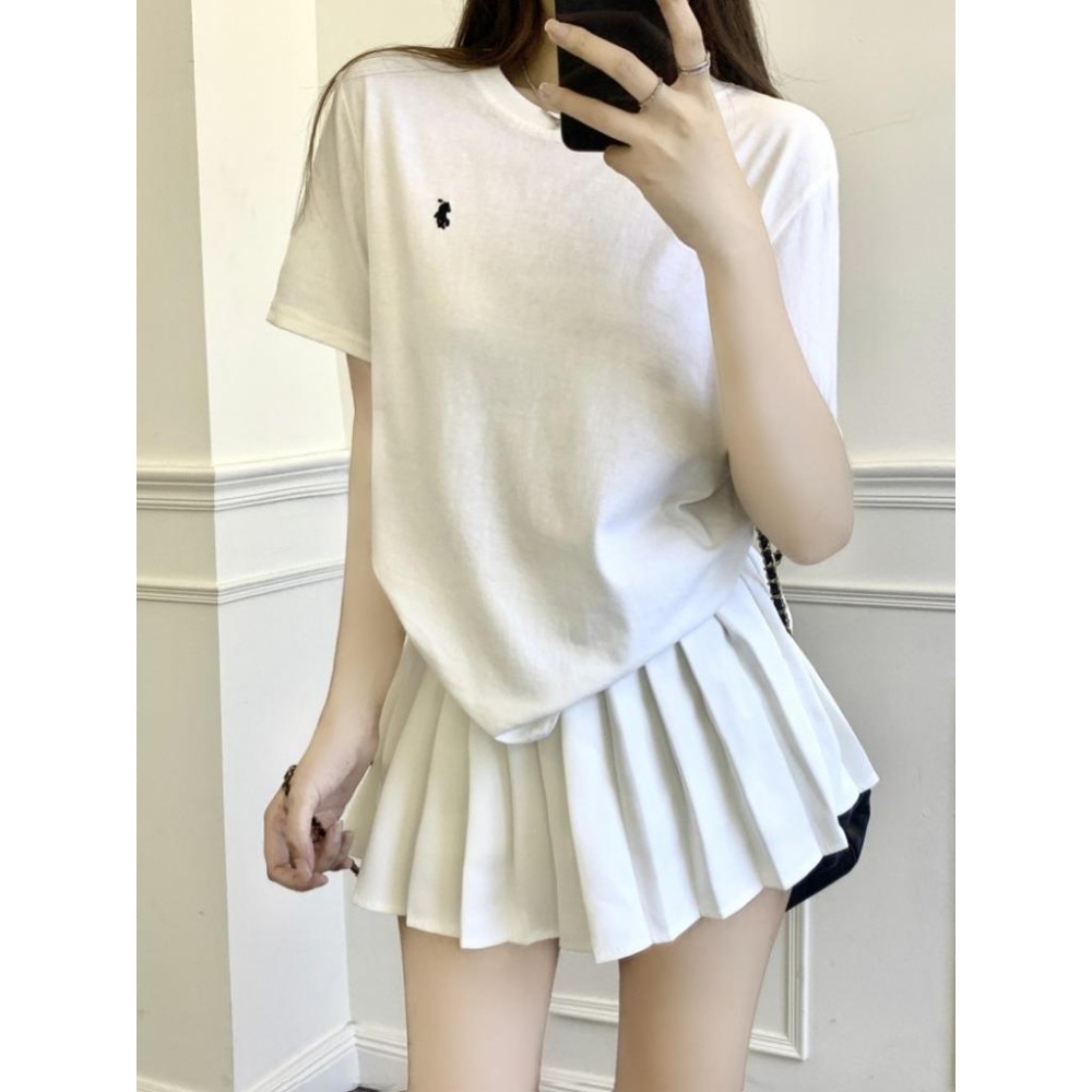 【RENA小舖 台灣現貨每天出】純棉圓領短袖/簡約短T/刺繡小馬/純棉T恤/修身/休閒/春夏/韓版【R21929】-細節圖3