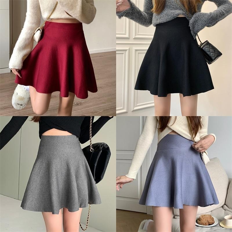 【RENA小舖 台灣現貨每天出】A字高腰針織裙/針織裙/半身裙/荷葉邊針織裙/高腰裙【R21853】-細節圖5