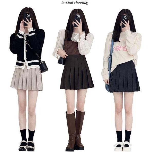 【RENA小舖 台灣現貨每天出】秋冬限定高腰防走光百褶短裙_短裙/學院/復古/OL 上班/面試/迷你裙【R19664】-細節圖4