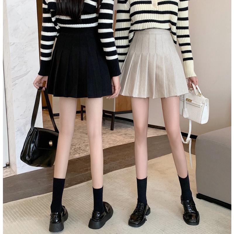 【RENA小舖 台灣現貨每天出】秋冬限定高腰防走光百褶短裙_短裙/學院/復古/OL 上班/面試/迷你裙【R19664】-細節圖6