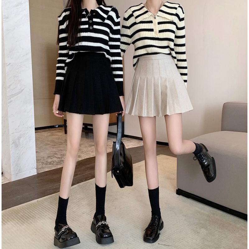 【RENA小舖 台灣現貨每天出】秋冬限定高腰防走光百褶短裙_短裙/學院/復古/OL 上班/面試/迷你裙【R19664】-細節圖7