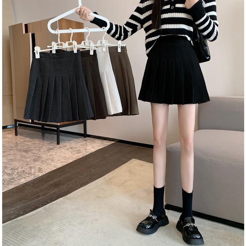 【RENA小舖 台灣現貨每天出】秋冬限定高腰防走光百褶短裙_短裙/學院/復古/OL 上班/面試/迷你裙【R19664】-細節圖8