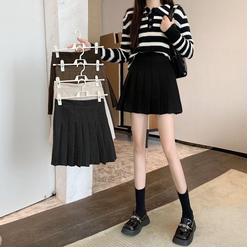 【RENA小舖 台灣現貨每天出】秋冬限定高腰防走光百褶短裙_短裙/學院/復古/OL 上班/面試/迷你裙【R19664】-細節圖9