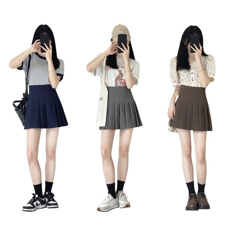 【RENA小舖 台灣現貨每天出】學院風超逆齡😍｜夏日高腰A字防走光抗皺百褶短裙_百褶裙/短裙【R20211】-細節圖2