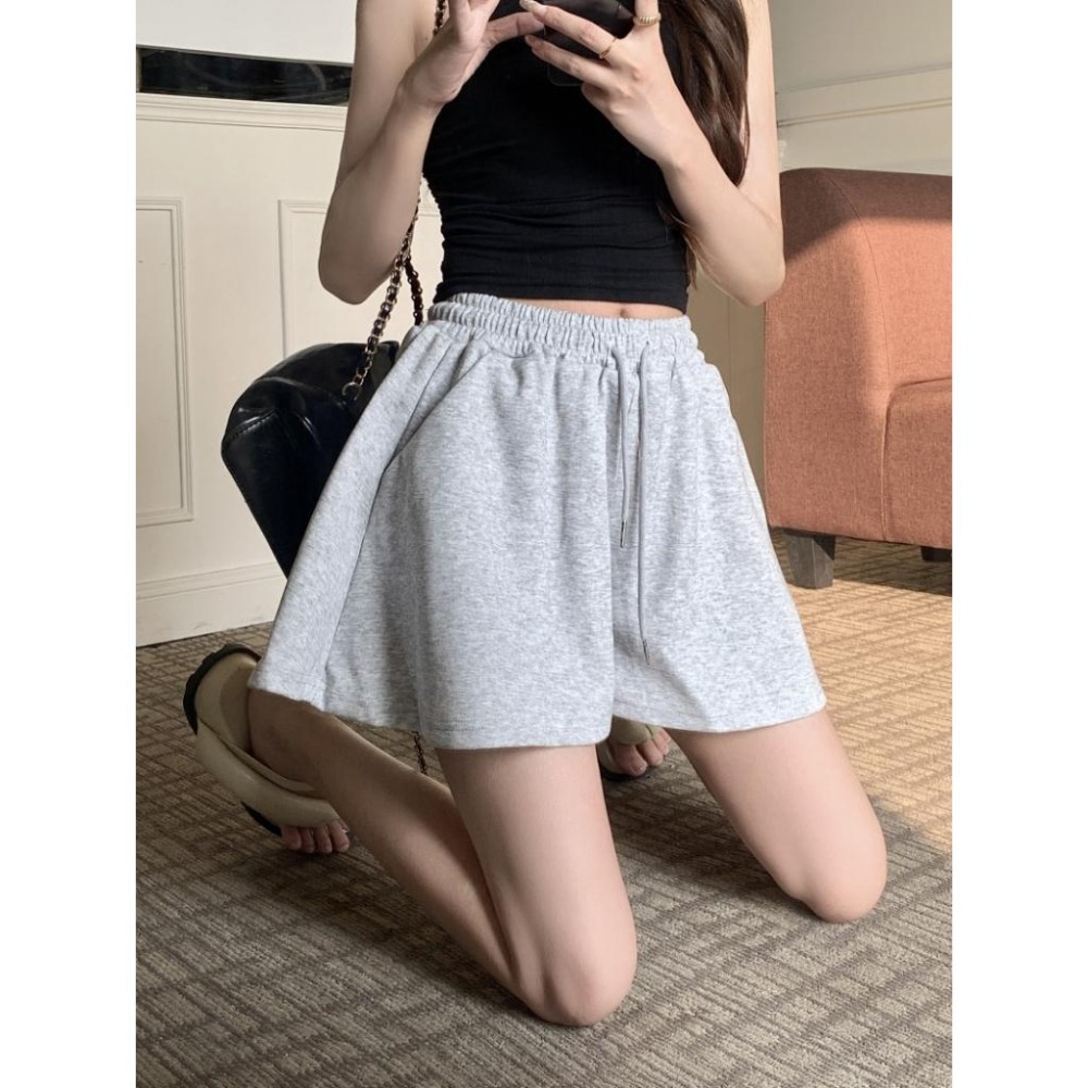 【RENA小舖 台灣現貨每天出】純棉抽繩運動短褲/高腰/透氣/短褲/抽繩短褲/運動短褲女/顯瘦【R21789】-細節圖7