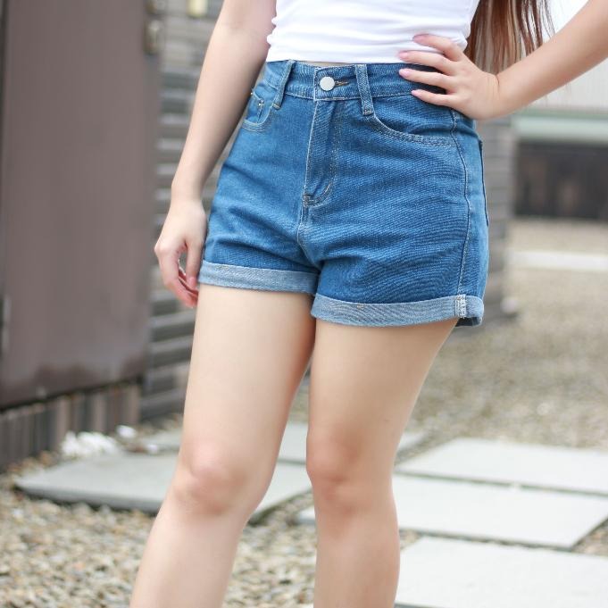 【RENA小舖 台灣現貨每天出】高腰捲邊牛仔短褲/夏季/百搭/顯瘦/女裝/多色/網美/韓系/可愛【R21742】-細節圖2