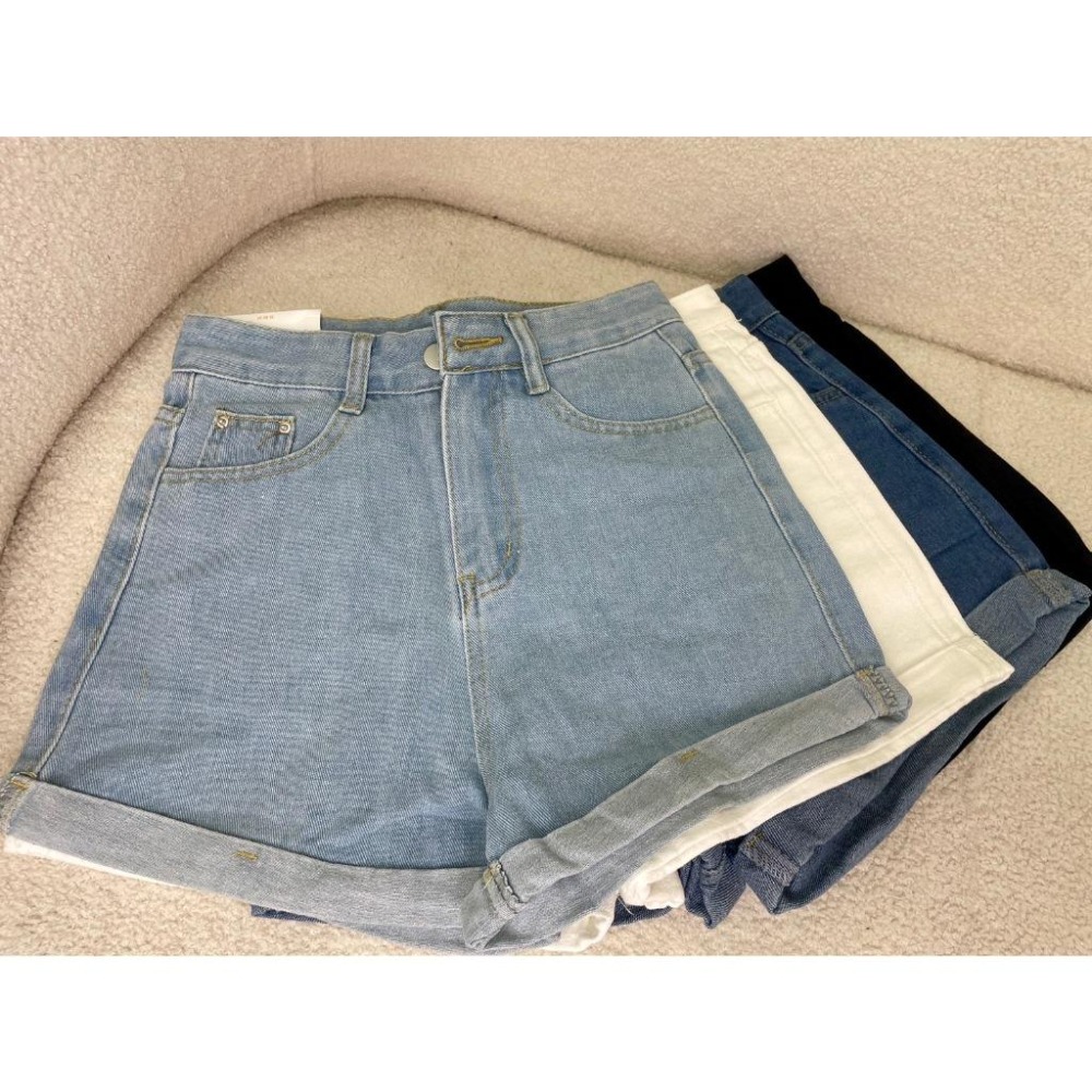 【RENA小舖 台灣現貨每天出】高腰捲邊牛仔短褲/夏季/百搭/顯瘦/女裝/多色/網美/韓系/可愛【R21742】-細節圖7