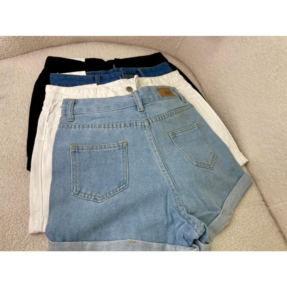 【RENA小舖 台灣現貨每天出】高腰捲邊牛仔短褲/夏季/百搭/顯瘦/女裝/多色/網美/韓系/可愛【R21742】-細節圖8