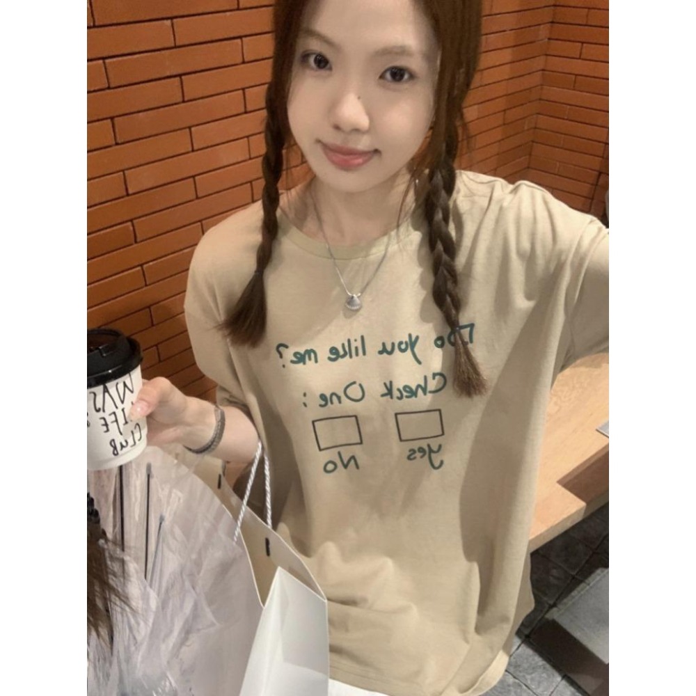 【RENA小舖 台灣現貨每天出】字母印花T恤/韓版/百搭/休閒/可愛/上衣/短袖上衣/男友T/情侶裝【R21812】-細節圖2