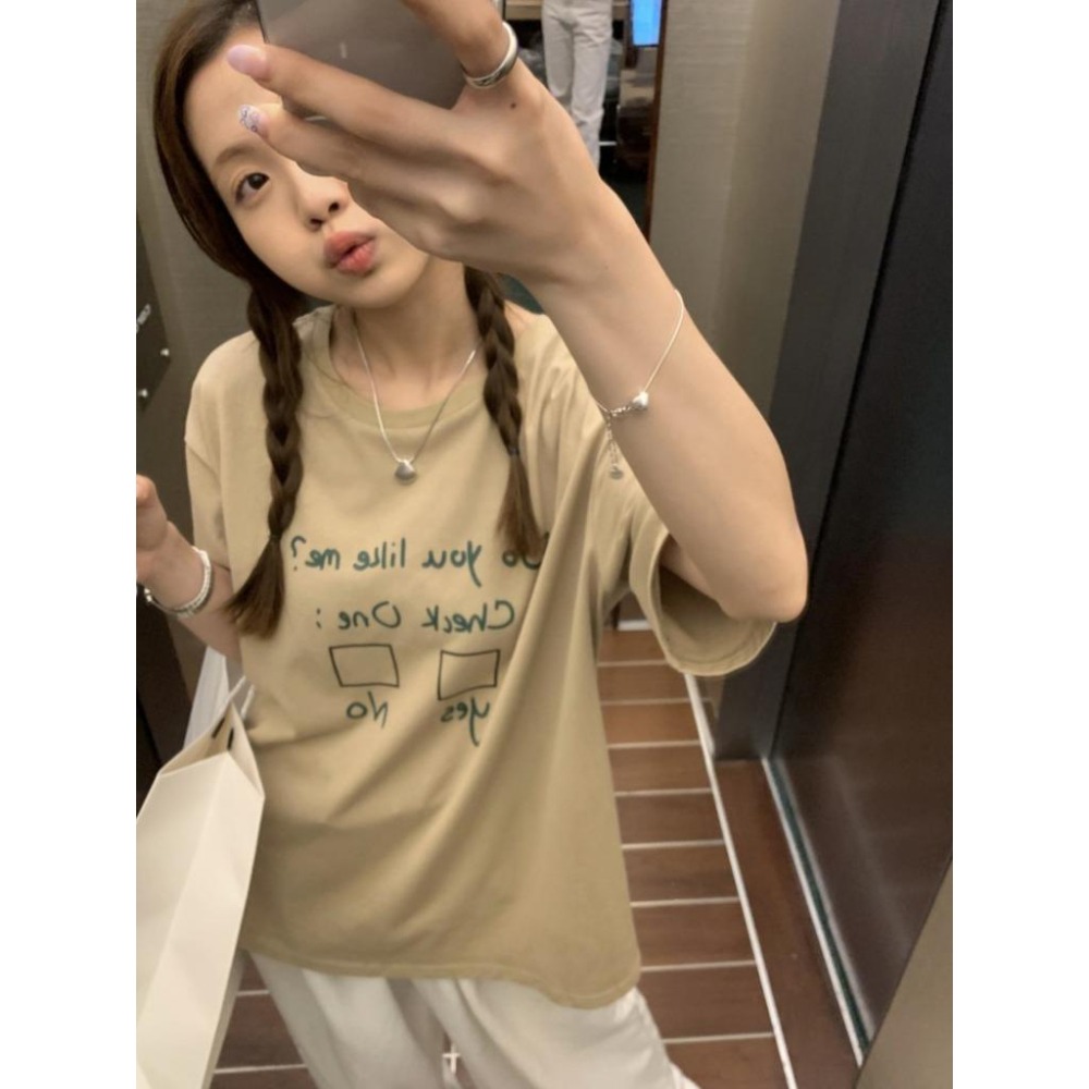 【RENA小舖 台灣現貨每天出】字母印花T恤/韓版/百搭/休閒/可愛/上衣/短袖上衣/男友T/情侶裝【R21812】-細節圖4