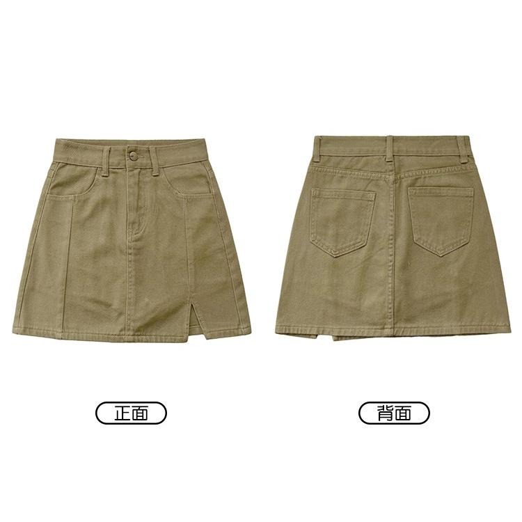 【RENA小舖 台灣現貨每天出】高腰顯瘦A字側開叉牛仔短裙/韓系/OOTD/防走光【R20381】-細節圖3