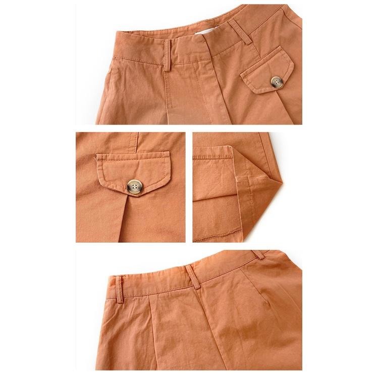 【RENA小舖 台灣現貨每天出】闊腿休閒短褲/顯瘦/高腰/日系/復古/工裝/假口袋【R20177】-細節圖4