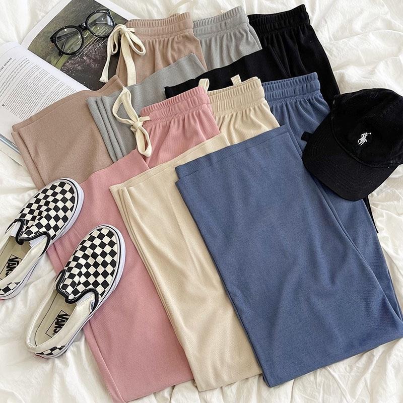 【RENA小舖 台灣現貨每天出】冰絲抽繩休閒長褲/寬鬆/運動/高腰/顯瘦/休閒褲/薄款【R20212】-細節圖6