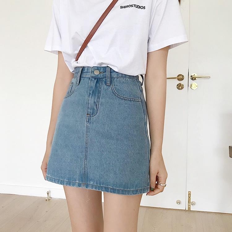 【RENA小舖 台灣現貨每天出】告別假胯寬A字形百搭包臀牛仔短裙/高腰牛仔短裙/修身/短裙/遮胯【R20258】-細節圖4