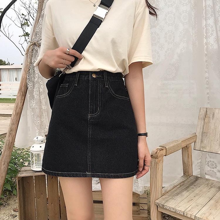 【RENA小舖 台灣現貨每天出】告別假胯寬A字形百搭包臀牛仔短裙/高腰牛仔短裙/修身/短裙/遮胯【R20258】-細節圖7