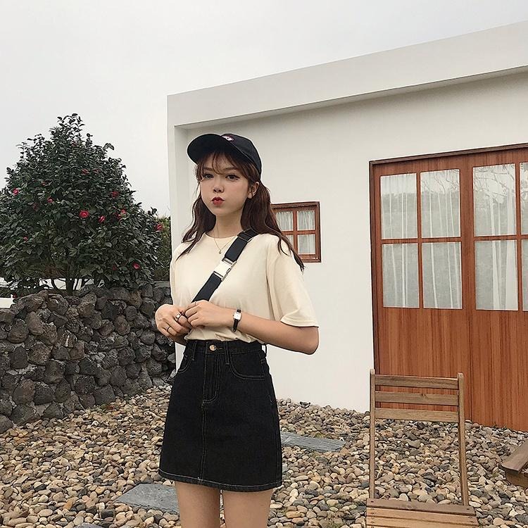 【RENA小舖 台灣現貨每天出】告別假胯寬A字形百搭包臀牛仔短裙/高腰牛仔短裙/修身/短裙/遮胯【R20258】-細節圖8