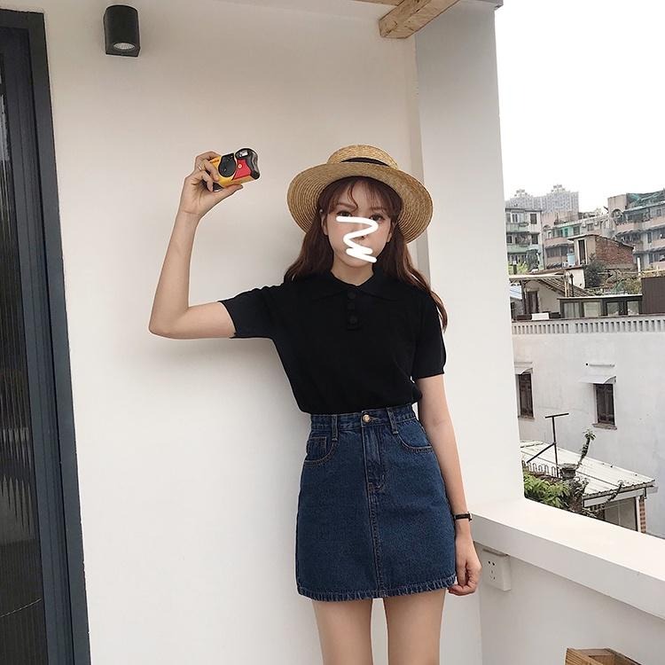 【RENA小舖 台灣現貨每天出】告別假胯寬A字形百搭包臀牛仔短裙/高腰牛仔短裙/修身/短裙/遮胯【R20258】-細節圖9