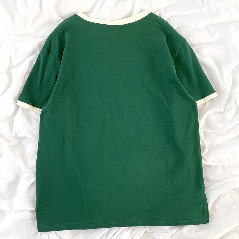 【RENA小舖 台灣現貨每天出】咬一個大漢堡🍔｜撞色卡通短袖T恤_圓領/夏日/顯瘦/百搭/T恤/短袖【R18343】-細節圖3