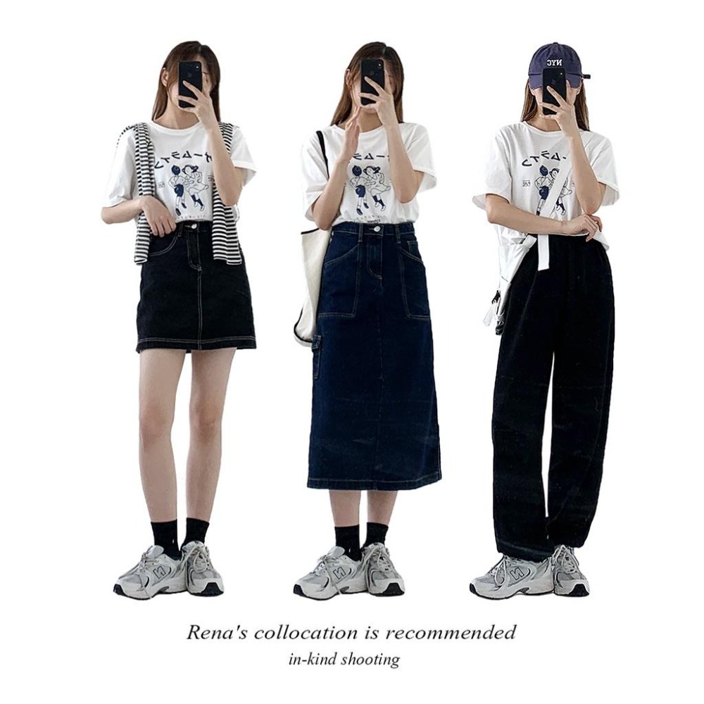 【RENA小舖 台灣現貨每天出】我們一起轉轉轉😵‍💫｜懷舊圓領上衣_日系/百搭/短袖/短袖上衣【R18584】-細節圖3