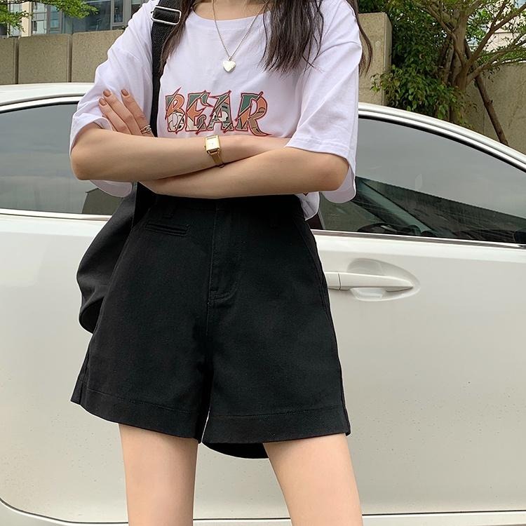 【RENA小舖 台灣現貨每天出】舒適好穿高腰顯瘦牛仔短褲_短褲/牛仔/顯瘦/ins/純色/高腰/復古【R20103】-細節圖7