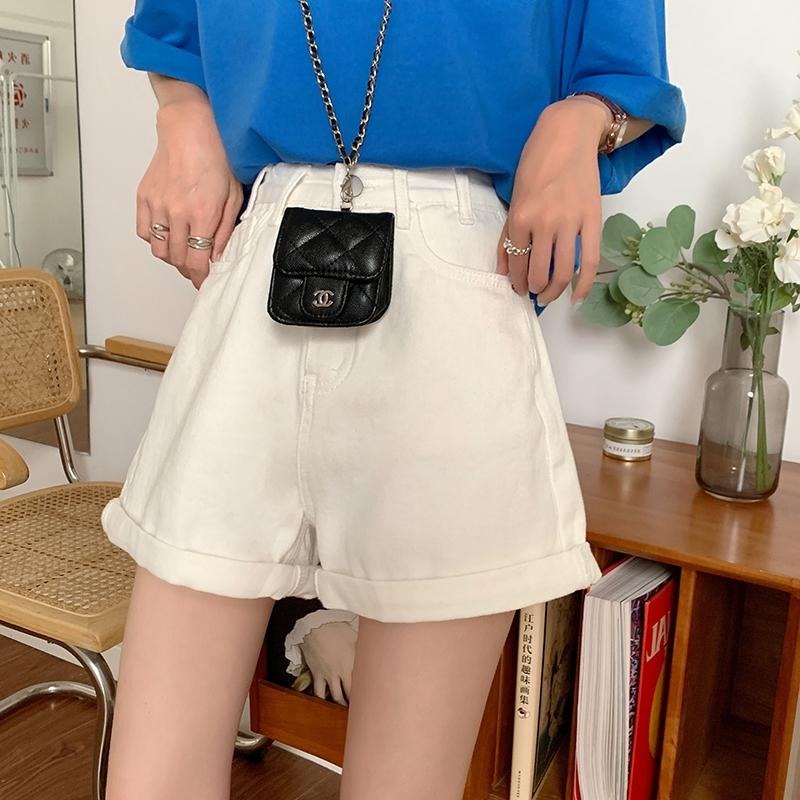 【RENA小舖 台灣現貨每天出】百搭高腰捲邊牛仔短褲/直筒/寬鬆/復古/牛仔褲【R21710】-細節圖4