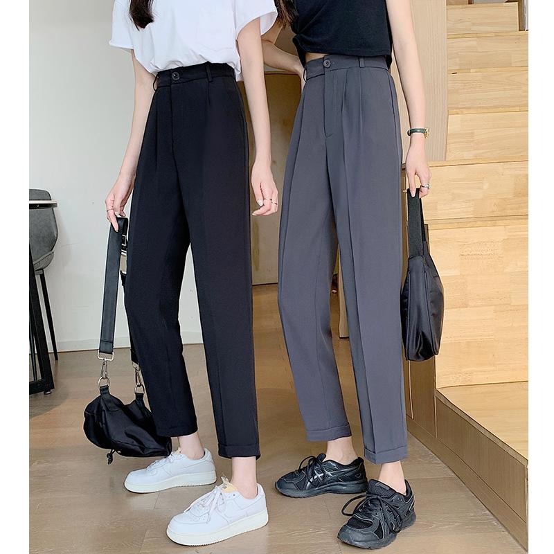 【RENA小舖 台灣現貨每天出】休閒韓版西裝九分褲_韓系/九分褲/寬鬆/鬆緊/長褲/休閒褲/西裝褲【R21448】-細節圖3