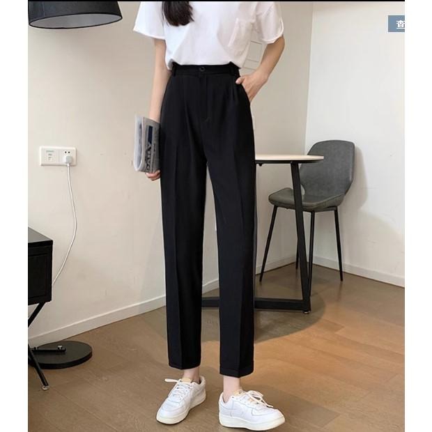 【RENA小舖 台灣現貨每天出】休閒韓版西裝九分褲_韓系/九分褲/寬鬆/鬆緊/長褲/休閒褲/西裝褲【R21448】-細節圖5