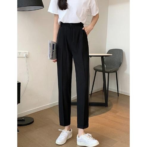 【RENA小舖 台灣現貨每天出】休閒韓版西裝九分褲_韓系/九分褲/寬鬆/鬆緊/長褲/休閒褲/西裝褲【R21448】-細節圖6